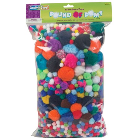 Creativity Street Pound of Poms, Assorted Colors + Sizes, 1 lb. PAC8180-01